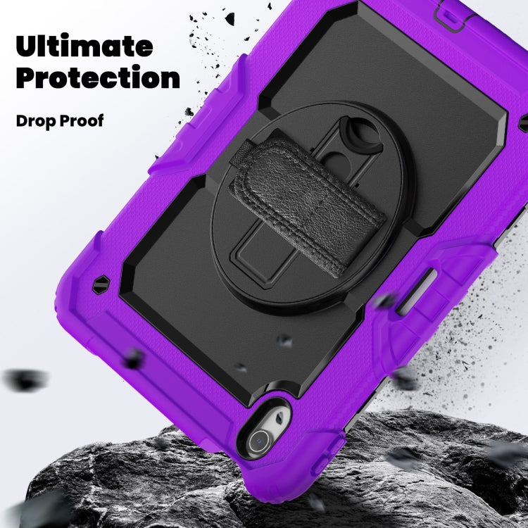 For iPad Air 11 2025 / 2024 Turntable Holder Silicone Hybrid PC Tablet Case with Shoulder Strap(Purple) - iPad Air 11 2025 / 2024 Cases by buy2fix | Online Shopping UK | buy2fix