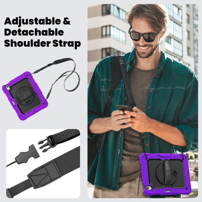 For iPad Air 11 2025 / 2024 Turntable Holder Silicone Hybrid PC Tablet Case with Shoulder Strap(Purple) - iPad Air 11 2025 / 2024 Cases by buy2fix | Online Shopping UK | buy2fix