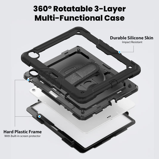 For iPad Air 13 2025 / 2024 Turntable Holder Silicone Hybrid PC Tablet Case with Shoulder Strap(Black) - iPad Air 13 2025 / 2024 Cases by buy2fix | Online Shopping UK | buy2fix