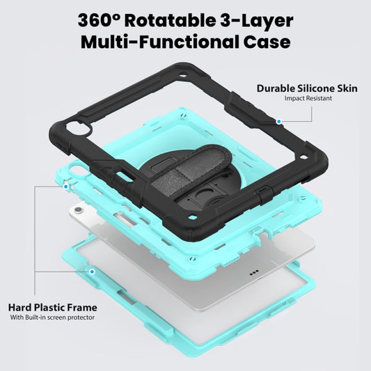 For iPad Air 13 2025 / 2024 Turntable Holder Silicone Hybrid PC Tablet Case with Shoulder Strap(Light Blue + Black) - iPad Air 13 2025 / 2024 Cases by buy2fix | Online Shopping UK | buy2fix