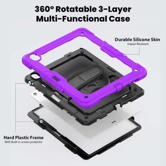 For iPad Air 13 2025 / 2024 Turntable Holder Silicone Hybrid PC Tablet Case with Shoulder Strap(Purple) - iPad Air 13 2025 / 2024 Cases by buy2fix | Online Shopping UK | buy2fix