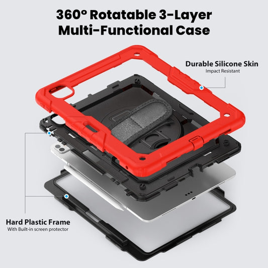For iPad Pro 13 2024 Turntable Holder Silicone Hybrid PC Tablet Case with Shoulder Strap(Red) - iPad Pro 13 2024 Cases by buy2fix | Online Shopping UK | buy2fix