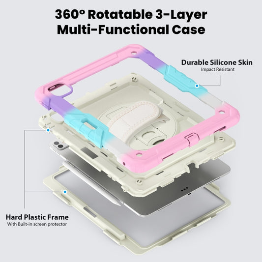 For iPad Pro 13 2024 Turntable Holder Silicone Hybrid PC Tablet Case with Shoulder Strap(Camouflage Pink) - iPad Pro 13 2024 Cases by buy2fix | Online Shopping UK | buy2fix