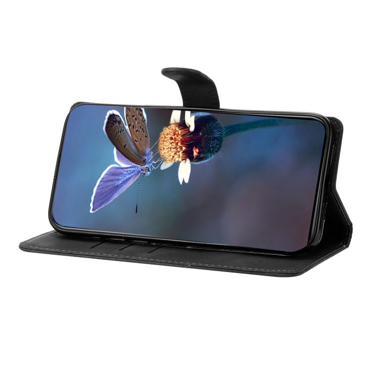 For iPhone 16e Cherry Blossom Butterfly Skin Feel Embossed PU Phone Case(Black) - iPhone 16e Cases by buy2fix | Online Shopping UK | buy2fix