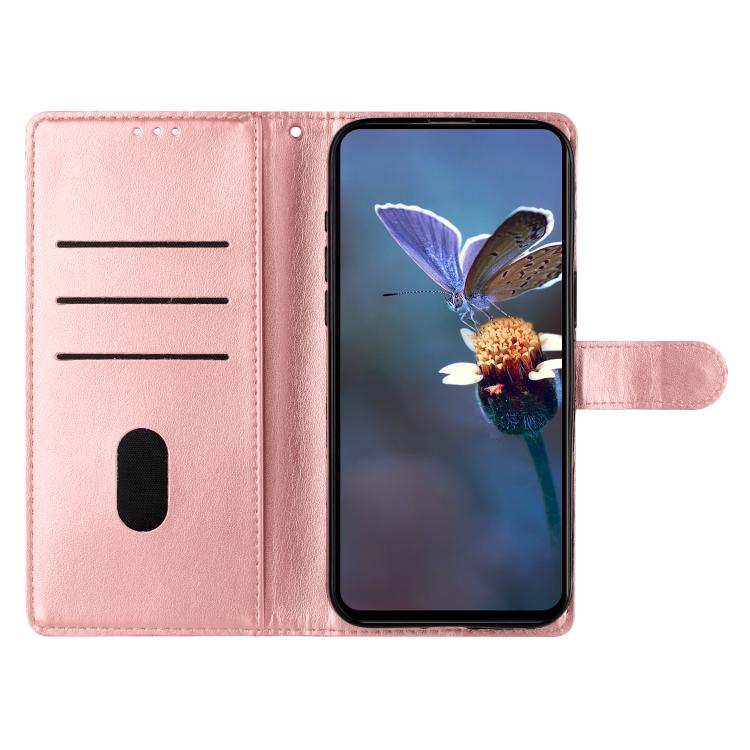 For iPhone 16e Cherry Blossom Butterfly Skin Feel Embossed PU Phone Case(Rose Gold) - iPhone 16e Cases by buy2fix | Online Shopping UK | buy2fix