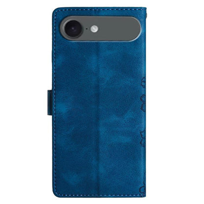 For iPhone Air Cherry Blossom Butterfly Skin Feel Embossed PU Phone Case(Blue) - iPhone Air Cases by buy2fix | Online Shopping UK | buy2fix