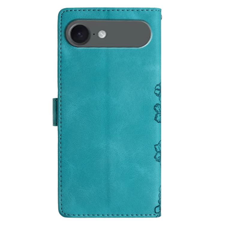 For iPhone Air Cherry Blossom Butterfly Skin Feel Embossed PU Phone Case(Green) - iPhone Air Cases by buy2fix | Online Shopping UK | buy2fix