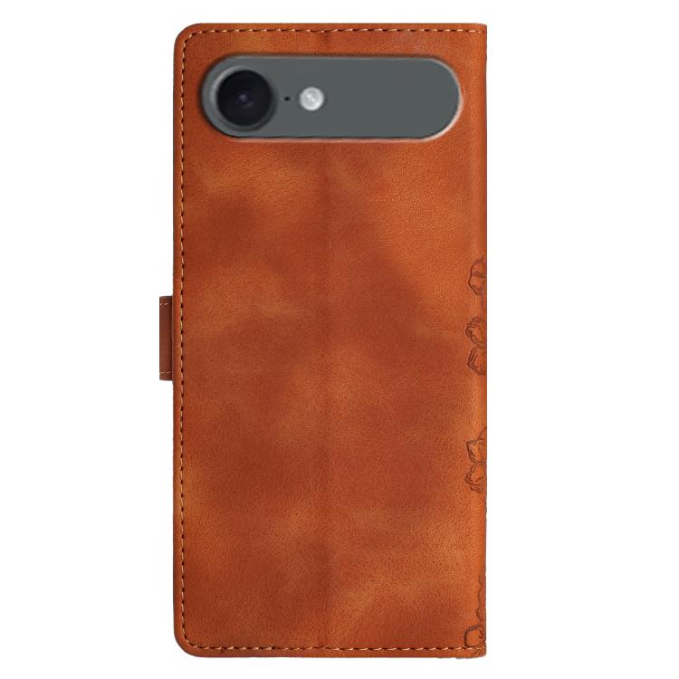 For iPhone Air Cherry Blossom Butterfly Skin Feel Embossed PU Phone Case(Brown) - iPhone Air Cases by buy2fix | Online Shopping UK | buy2fix