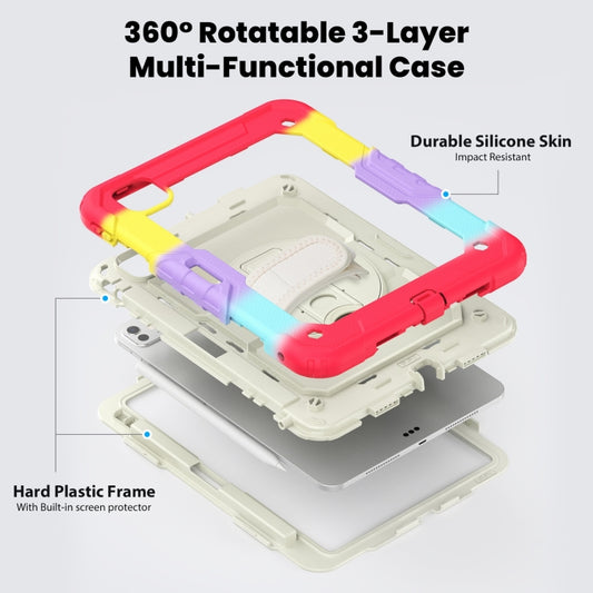 For iPad Pro 11 2025 / 2024 Silicone Hybrid PC Tablet Case with Shoulder Strap(Camouflage Red) by buy2fix