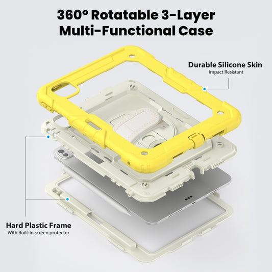 For iPad Pro 11 2025 / 2024 Silicone Hybrid PC Tablet Case with Shoulder Strap(Beige + Yellow) by buy2fix