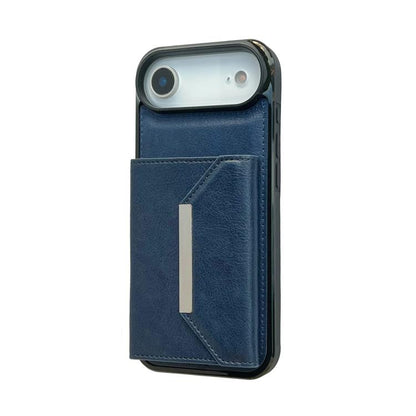 For iPhone Air Solid Color Metal Buckle Card Slots Bag Phone Case(Blue) - iPhone Air Cases by buy2fix | Online Shopping UK | buy2fix