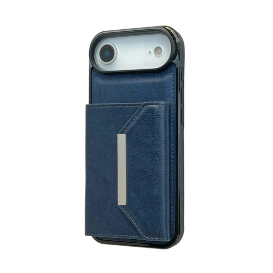 For iPhone Air Solid Color Metal Buckle Card Slots Bag Phone Case(Blue) - iPhone Air Cases by buy2fix | Online Shopping UK | buy2fix