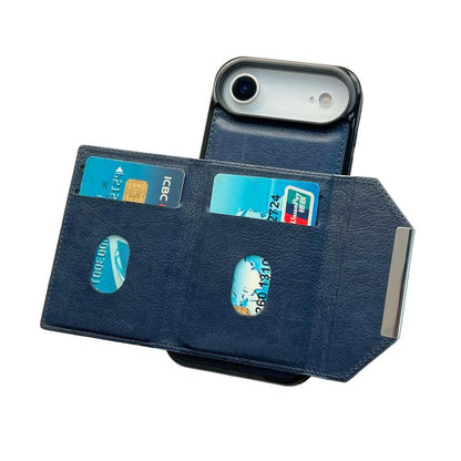 For iPhone Air Solid Color Metal Buckle Card Slots Bag Phone Case(Blue) - iPhone Air Cases by buy2fix | Online Shopping UK | buy2fix