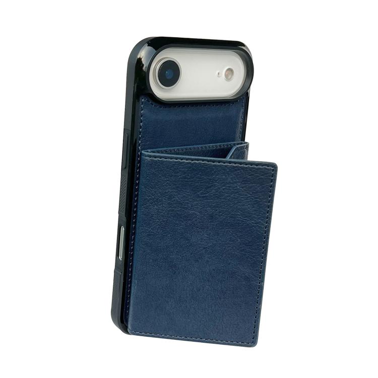 For iPhone Air Solid Color Metal Buckle Card Slots Bag Phone Case(Blue) - iPhone Air Cases by buy2fix | Online Shopping UK | buy2fix