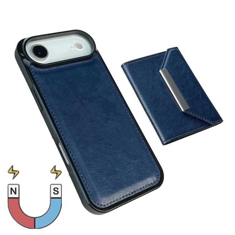 For iPhone Air Solid Color Metal Buckle Card Slots Bag Phone Case(Blue) - iPhone Air Cases by buy2fix | Online Shopping UK | buy2fix