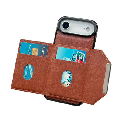 For iPhone Air Solid Color Metal Buckle Card Slots Bag Phone Case(Brown) - iPhone Air Cases by buy2fix | Online Shopping UK | buy2fix