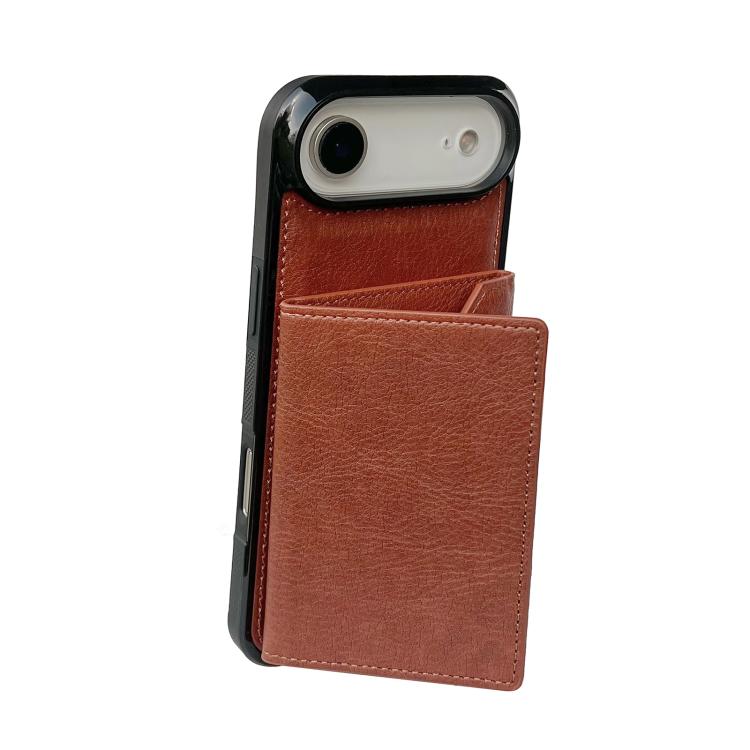 For iPhone Air Solid Color Metal Buckle Card Slots Bag Phone Case(Brown) - iPhone Air Cases by buy2fix | Online Shopping UK | buy2fix