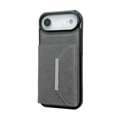 For iPhone Air Solid Color Metal Buckle Card Slots Bag Phone Case(Grey) - iPhone Air Cases by buy2fix | Online Shopping UK | buy2fix