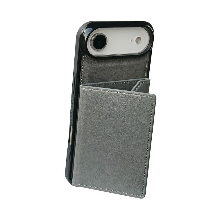 For iPhone Air Solid Color Metal Buckle Card Slots Bag Phone Case(Grey) - iPhone Air Cases by buy2fix | Online Shopping UK | buy2fix