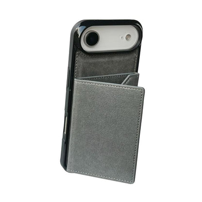 For iPhone Air Solid Color Metal Buckle Card Slots Bag Phone Case(Grey) - iPhone Air Cases by buy2fix | Online Shopping UK | buy2fix