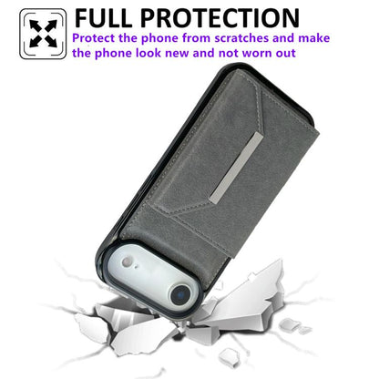 For iPhone Air Solid Color Metal Buckle Card Slots Bag Phone Case(Grey) - iPhone Air Cases by buy2fix | Online Shopping UK | buy2fix
