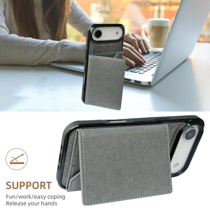 For iPhone Air Solid Color Metal Buckle Card Slots Bag Phone Case(Grey) - iPhone Air Cases by buy2fix | Online Shopping UK | buy2fix