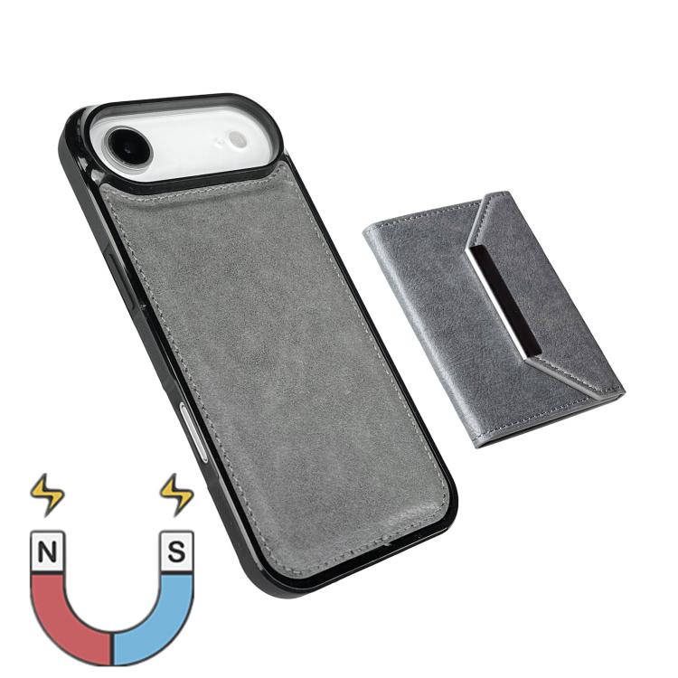 For iPhone Air Solid Color Metal Buckle Card Slots Bag Phone Case(Grey) - iPhone Air Cases by buy2fix | Online Shopping UK | buy2fix