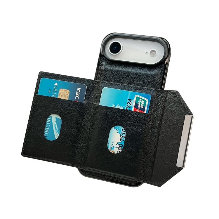 For iPhone Air Solid Color Metal Buckle Card Slots Bag Phone Case(Black) - iPhone Air Cases by buy2fix | Online Shopping UK | buy2fix