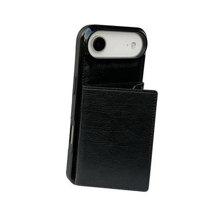 For iPhone Air Solid Color Metal Buckle Card Slots Bag Phone Case(Black) - iPhone Air Cases by buy2fix | Online Shopping UK | buy2fix