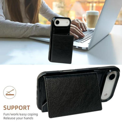 For iPhone Air Solid Color Metal Buckle Card Slots Bag Phone Case(Black) - iPhone Air Cases by buy2fix | Online Shopping UK | buy2fix
