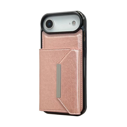 For iPhone Air Solid Color Metal Buckle Card Slots Bag Phone Case(Rose Gold) - iPhone Air Cases by buy2fix | Online Shopping UK | buy2fix