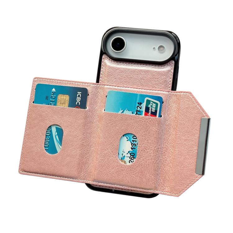 For iPhone Air Solid Color Metal Buckle Card Slots Bag Phone Case(Rose Gold) - iPhone Air Cases by buy2fix | Online Shopping UK | buy2fix