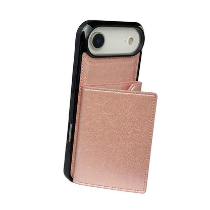 For iPhone Air Solid Color Metal Buckle Card Slots Bag Phone Case(Rose Gold) - iPhone Air Cases by buy2fix | Online Shopping UK | buy2fix