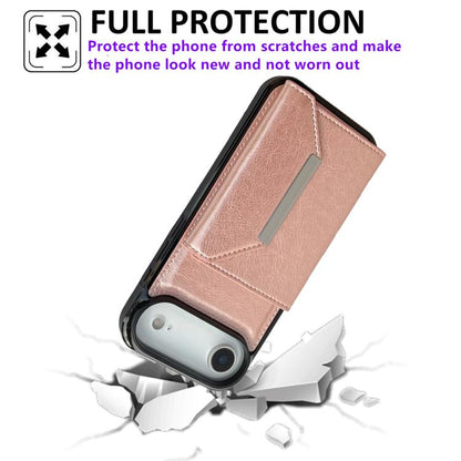 For iPhone Air Solid Color Metal Buckle Card Slots Bag Phone Case(Rose Gold) - iPhone Air Cases by buy2fix | Online Shopping UK | buy2fix