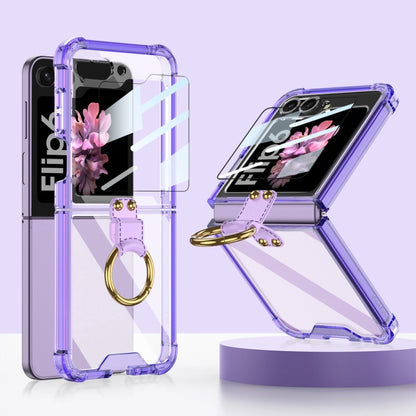 For Samsung Galaxy Z Flip6 / Flip7 FE GKK Airbag Ring Full Coverage Phone Case with Tempered Film(Purple) - Galaxy Z Flip6 5G Cases by GKK | Online Shopping UK | buy2fix