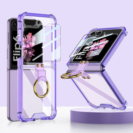 For Samsung Galaxy Z Flip6 / Flip7 FE GKK Airbag Ring Full Coverage Phone Case with Tempered Film(Purple) - Galaxy Z Flip6 5G Cases by GKK | Online Shopping UK | buy2fix
