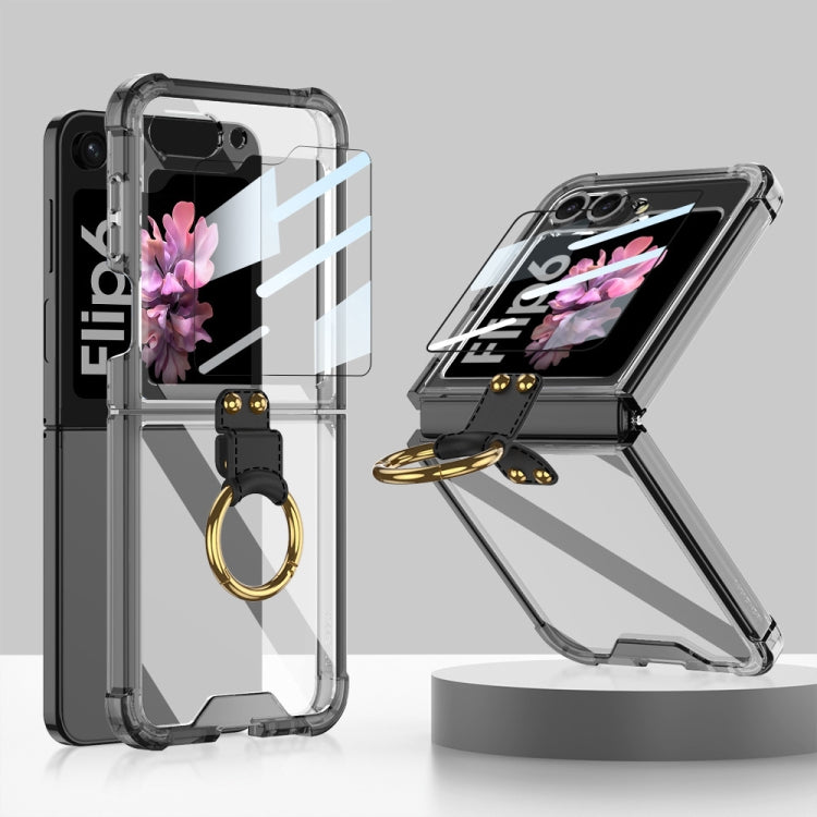 For Samsung Galaxy Z Flip6 / Flip7 FE GKK Airbag Ring Full Coverage Phone Case with Tempered Film(Black) - Galaxy Z Flip6 5G Cases by GKK | Online Shopping UK | buy2fix
