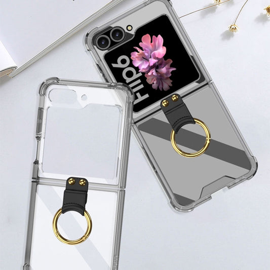 For Samsung Galaxy Z Flip6 / Flip7 FE GKK Airbag Ring Full Coverage Phone Case with Tempered Film(Black) - Galaxy Z Flip6 5G Cases by GKK | Online Shopping UK | buy2fix