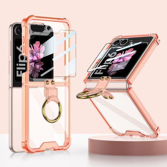 For Samsung Galaxy Z Flip6 / Flip7 FE GKK Airbag Ring Full Coverage Phone Case with Tempered Film(Orange) - Galaxy Z Flip6 5G Cases by GKK | Online Shopping UK | buy2fix