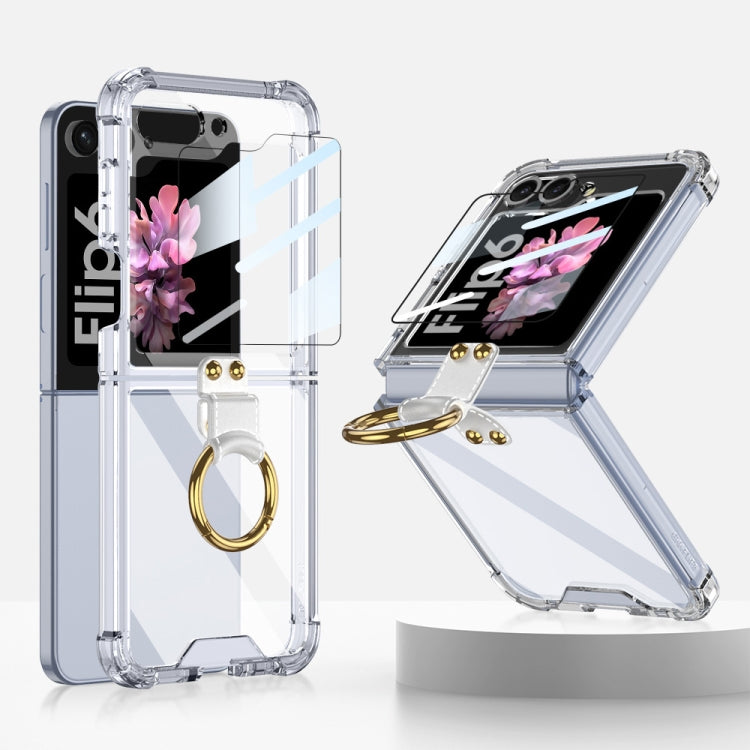 For Samsung Galaxy Z Flip6 / Flip7 FE GKK Airbag Ring Full Coverage Phone Case with Tempered Film(Transparent) - Galaxy Z Flip6 5G Cases by GKK | Online Shopping UK | buy2fix