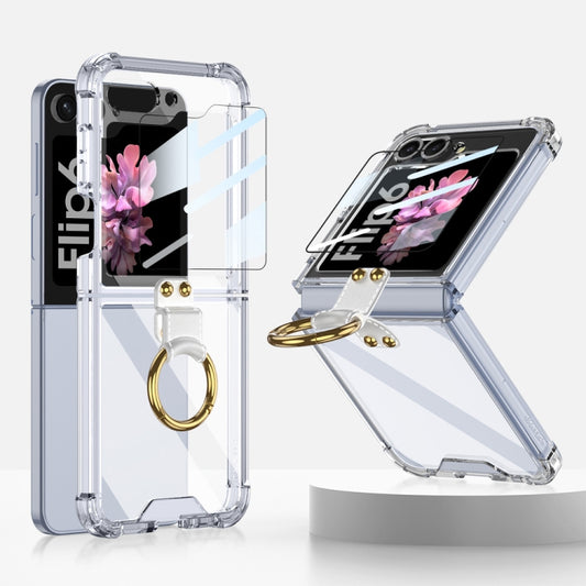 For Samsung Galaxy Z Flip6 / Flip7 FE GKK Airbag Ring Full Coverage Phone Case with Tempered Film(Transparent) - Galaxy Z Flip6 5G Cases by GKK | Online Shopping UK | buy2fix