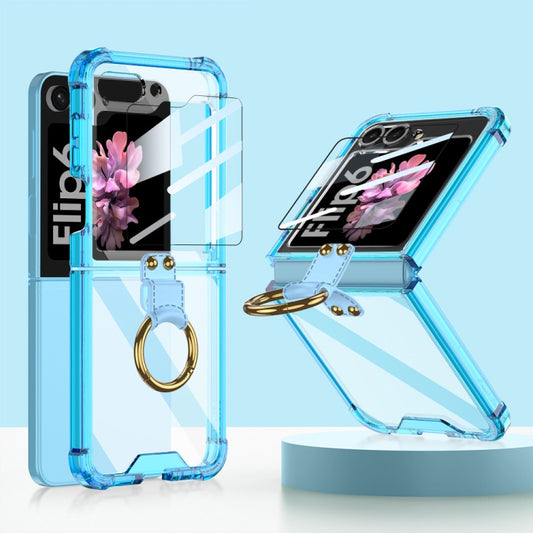 For Samsung Galaxy Z Flip6 / Flip7 FE GKK Airbag Ring Full Coverage Phone Case with Tempered Film(Blue) - Galaxy Z Flip6 5G Cases by GKK | Online Shopping UK | buy2fix