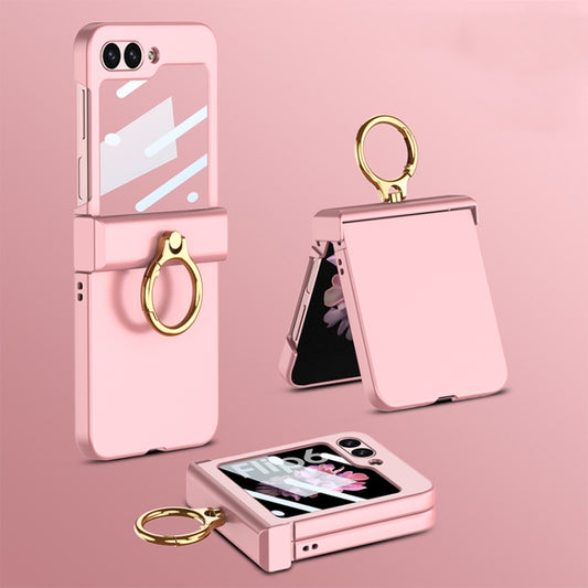 For Samsung Galaxy Z Flip6 / Flip7 FE GKK Integrated Ultra-thin Hinge Full Coverage Phone Case with Ring(Pink) - Galaxy Z Flip6 5G Cases by GKK | Online Shopping UK | buy2fix
