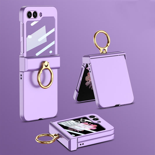 For Samsung Galaxy Z Flip6 / Flip7 FE GKK Integrated Ultra-thin Hinge Full Coverage Phone Case with Ring(Dream Mirror Purple) - Galaxy Z Flip6 5G Cases by GKK | Online Shopping UK | buy2fix