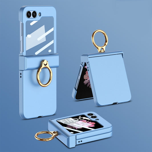 For Samsung Galaxy Z Flip6 / Flip7 FE GKK Integrated Ultra-thin Hinge Full Coverage Phone Case with Ring(Blue) - Galaxy Z Flip6 5G Cases by GKK | Online Shopping UK | buy2fix