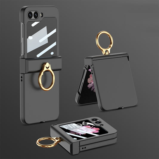 For Samsung Galaxy Z Flip6 / Flip7 FE GKK Integrated Ultra-thin Hinge Full Coverage Phone Case with Ring(Black) - Galaxy Z Flip6 5G Cases by GKK | Online Shopping UK | buy2fix