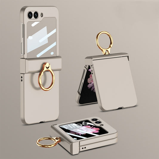 For Samsung Galaxy Z Flip6 / Flip7 FE GKK Integrated Ultra-thin Hinge Full Coverage Phone Case with Ring(Titanium Gray) - Galaxy Z Flip6 5G Cases by GKK | Online Shopping UK | buy2fix