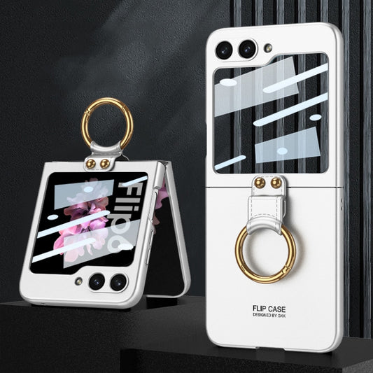 For Samsung Galaxy Z Flip6 / Flip7 FE GKK Integrated Ultra-thin PC Full Coverage Phone Case with Ring Holder(Silver) - Galaxy Z Flip6 5G Cases by GKK | Online Shopping UK | buy2fix