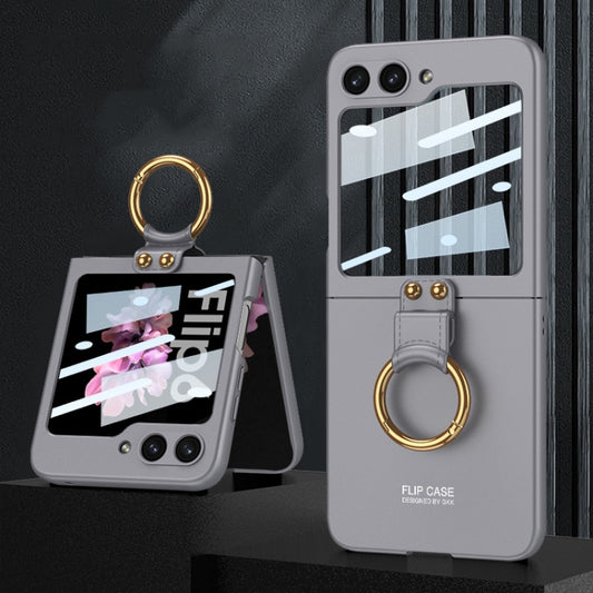 For Samsung Galaxy Z Flip6 / Flip7 FE GKK Integrated Ultra-thin PC Full Coverage Phone Case with Ring Holder(Gray) - Galaxy Z Flip6 5G Cases by GKK | Online Shopping UK | buy2fix