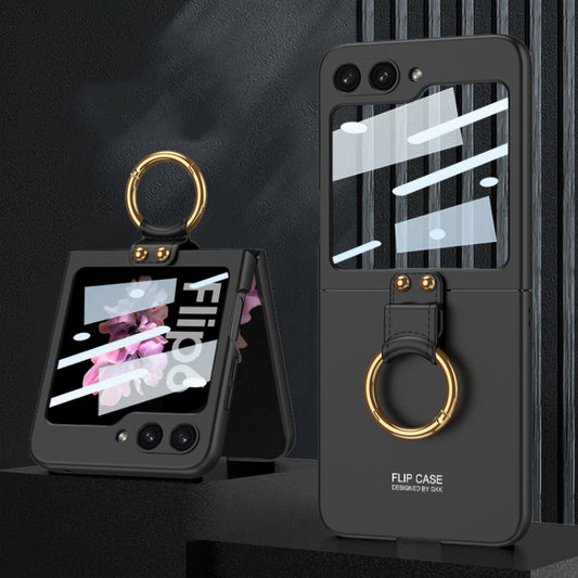 For Samsung Galaxy Z Flip6 / Flip7 FE GKK Integrated Ultra-thin PC Full Coverage Phone Case with Ring Holder(Black) - Galaxy Z Flip6 5G Cases by GKK | Online Shopping UK | buy2fix